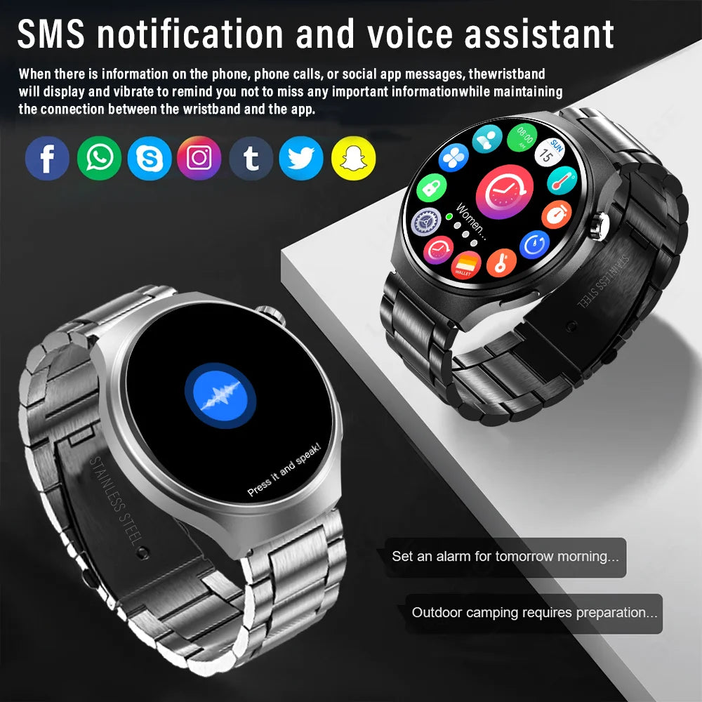 Ansoff G.L Wear 2025 men's smart watch with HD display, health tracking, Bluetooth calling, voice assistant, and sports features.