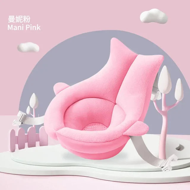 Ansoff baby shower bath tub pad with non-slip design, soft animal-shaped cushion for newborn safety and comfort in the bath.