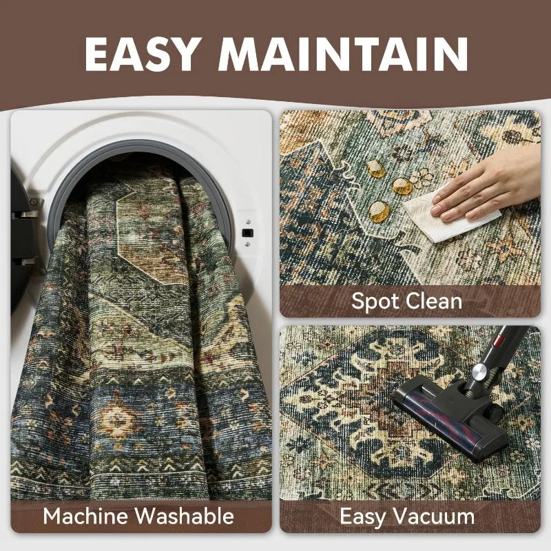 Nordic Style Living Room Carpet Retro Geometric Pattern Bedroom Rug Machine Washable Non-slip Fashion Luxury Coffee Table Mat 러그