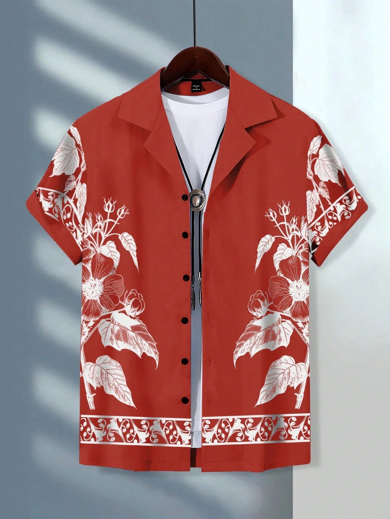 Ansoff men's short sleeve Hawaiian shirt with colorful tropical print, casual summer vacation style, button lapel design.