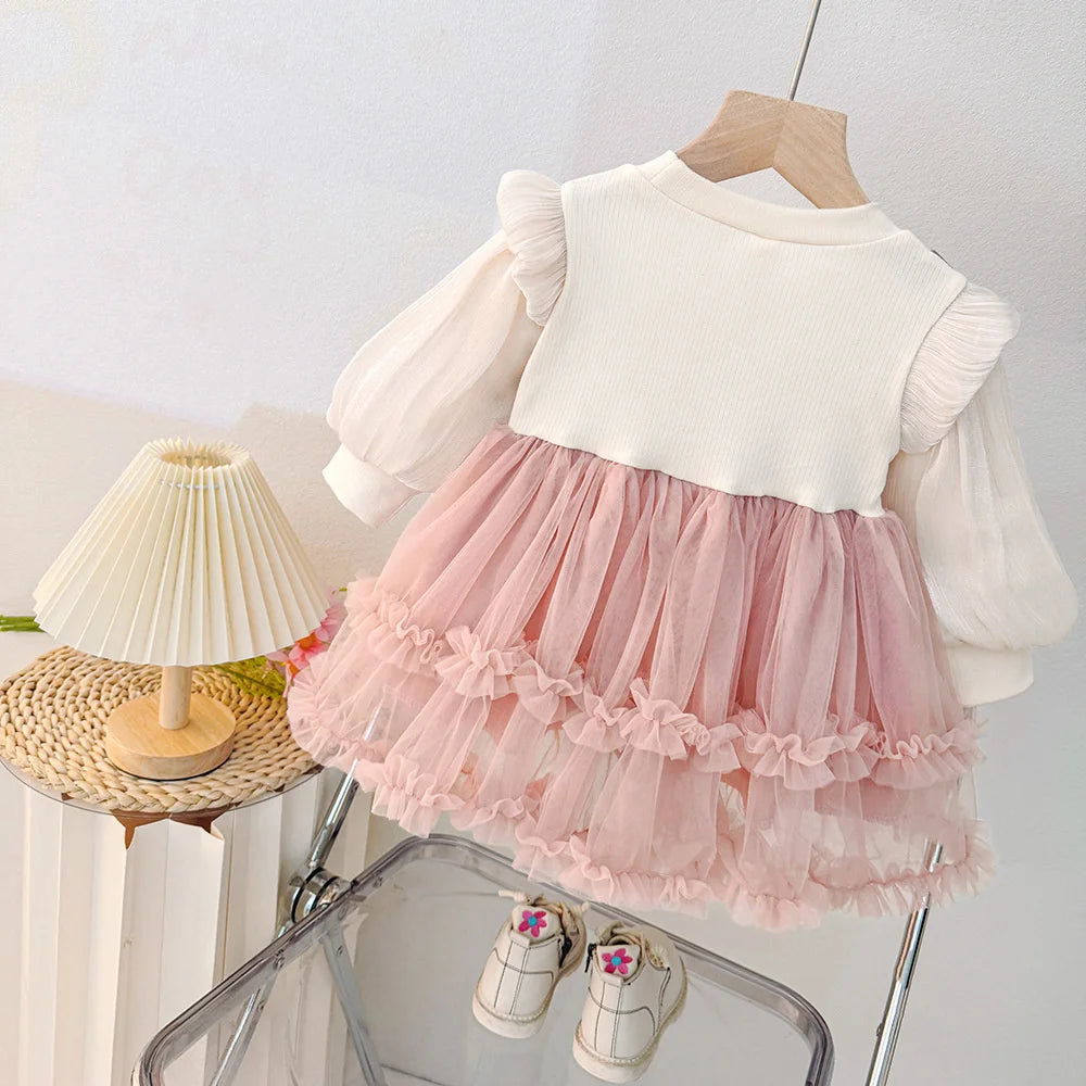 Newborn Baby Girl Dress Clothes 2025 Autumn Toddler Girls Long Sleeve Princess Birthday Dresses for Baby Infant Clothing