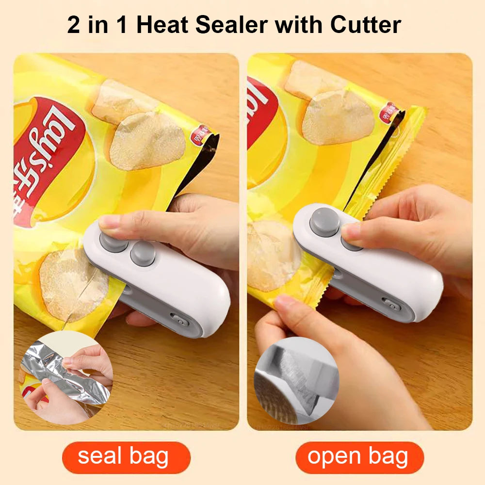 Ansoff mini heat bag sealing machine with handheld sealer clip for plastic food bags and packaging, black and compact design.