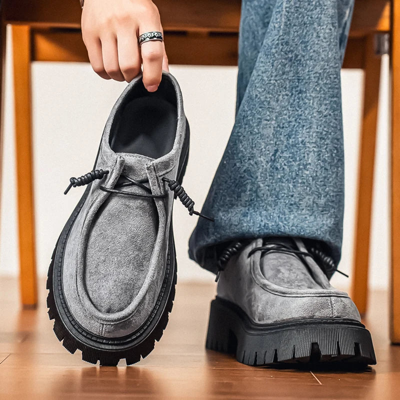 Men's Shoes 2025 Autumn New Style High-heel Thick-soled Loafers, Durable and Retro Casual Shoes, Everyday Street Trend Sneakers - Acros