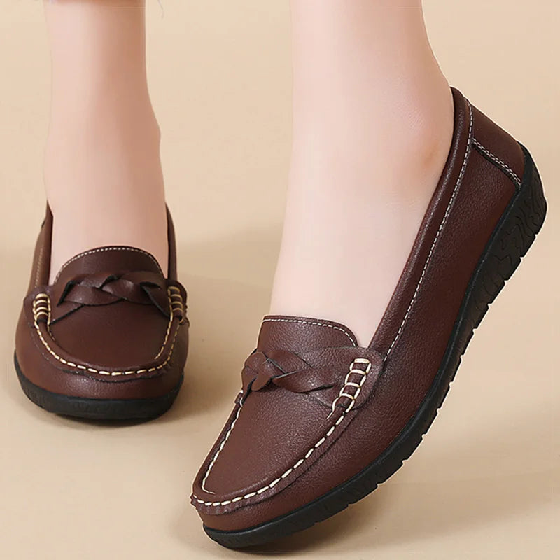 Shoes Women 2025 New Loafers Slip On Flats Leather Shoes Woman Comfortable Flat Shoes Women White Zapatos Mujer Women's Footwear - Acros