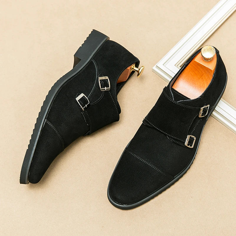 Hot Selling Men's Suede Shoes Europe America Anti-skid Flat Shoes Fashionable Loafers Men's Work Shoes Soft Soled Dress Shoes - Acros