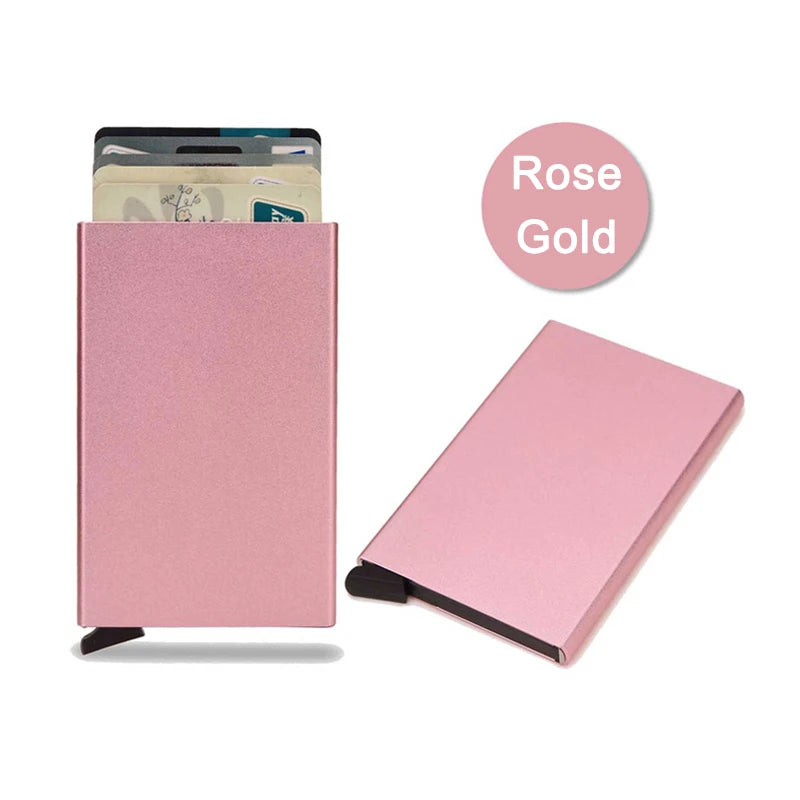 Rfid Smart Wallet Card Holder Metal Thin Slim Men Women Wallets Pop Up Minimalist Wallet Small Black Purse Vallet Walets for Men - Acros