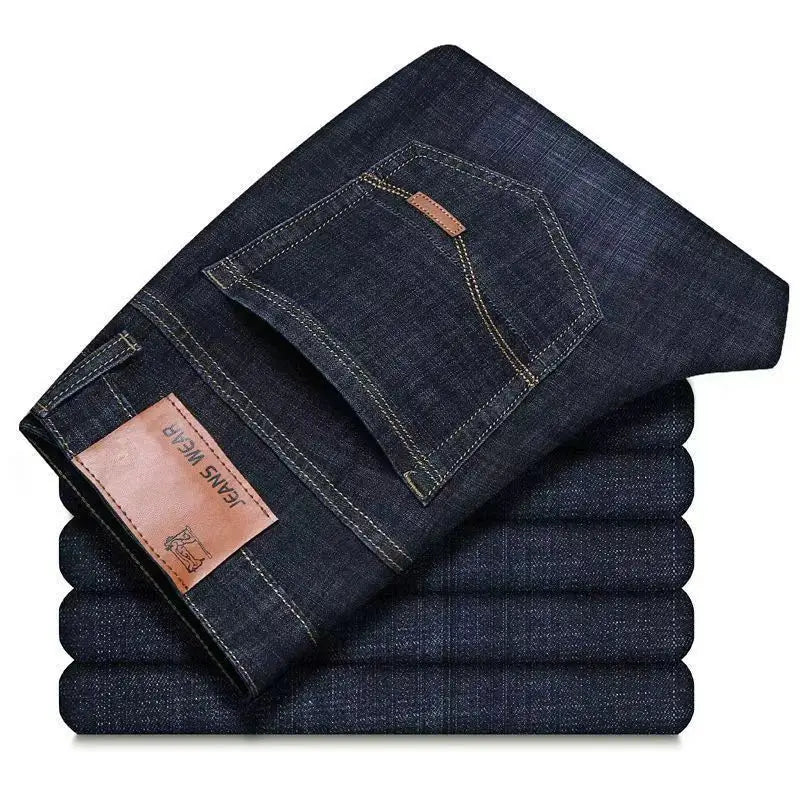 2025New JEAN Business Men's Jeans Casual Straight Fashion Classic Blue Black Work Denim Trousers Male Brand Clothing