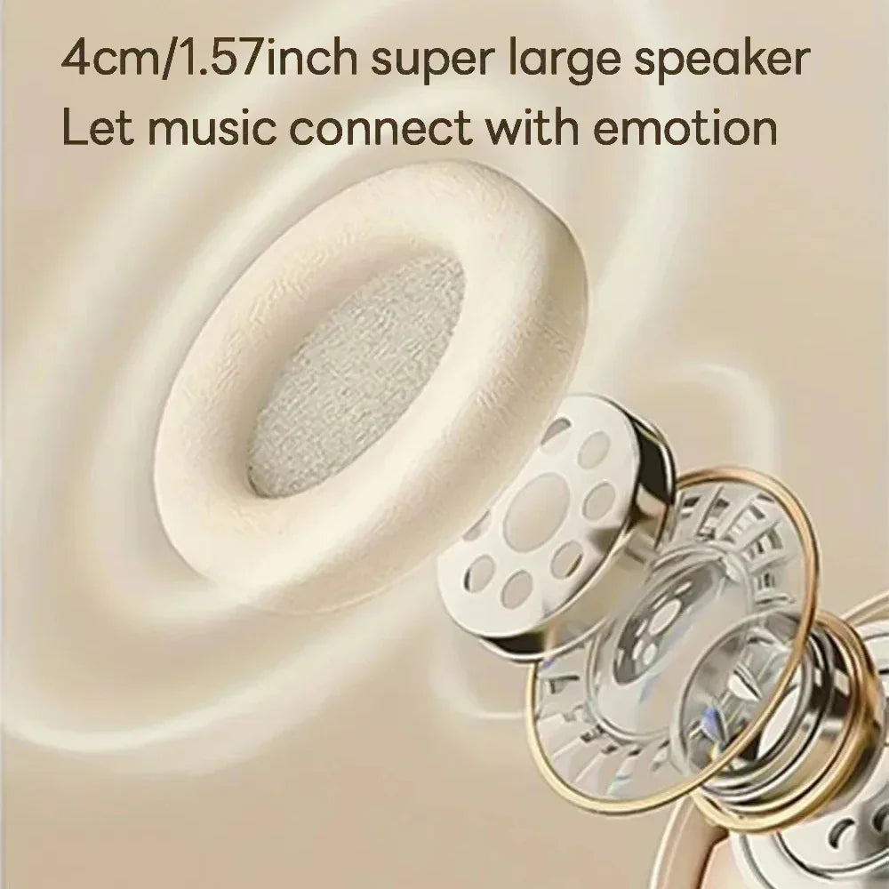 Ansoff Bluetooth 5.3 gaming headphones with foldable design, noise reduction, wireless earphones for iPhone and Xiaomi devices.