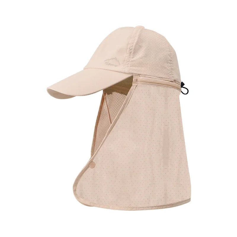 Men's summer fishing baseball cap by Ansoff, quick-drying waterproof sun hat with detachable visor and shawl for outdoor activities.