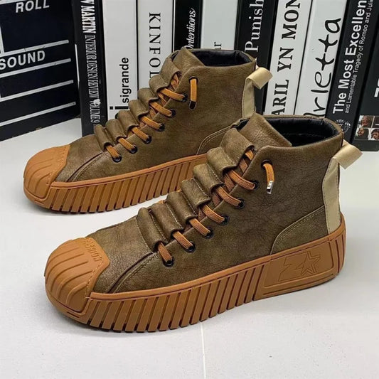 Ansoff men's lace-up autumn and winter boots with high-quality outdoor design, British style casual footwear, and sturdy sole.