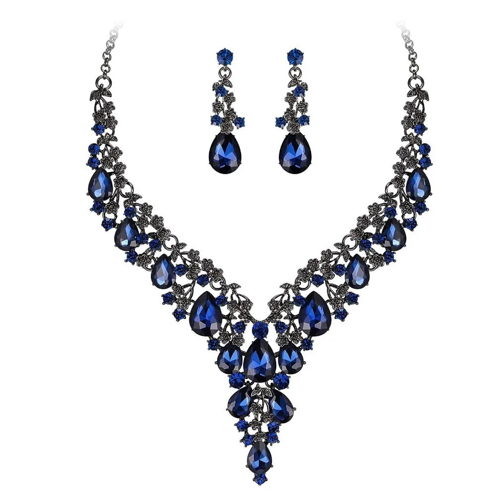 Rhinestone Rhinestone Jewelry Set Shining Luxury Crystal Necklace Earrings Sparkling Formal Bridal Jewelry Set Wedding Ceremony
