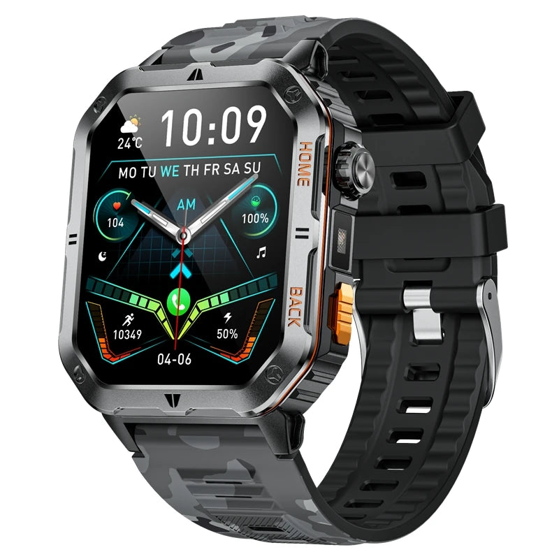 Military 1000mAh Smart Watches for Men 3ATM Waterproof LED Light BT Call Smartwatch Fitness Sports Watch for Woman Android 2026
