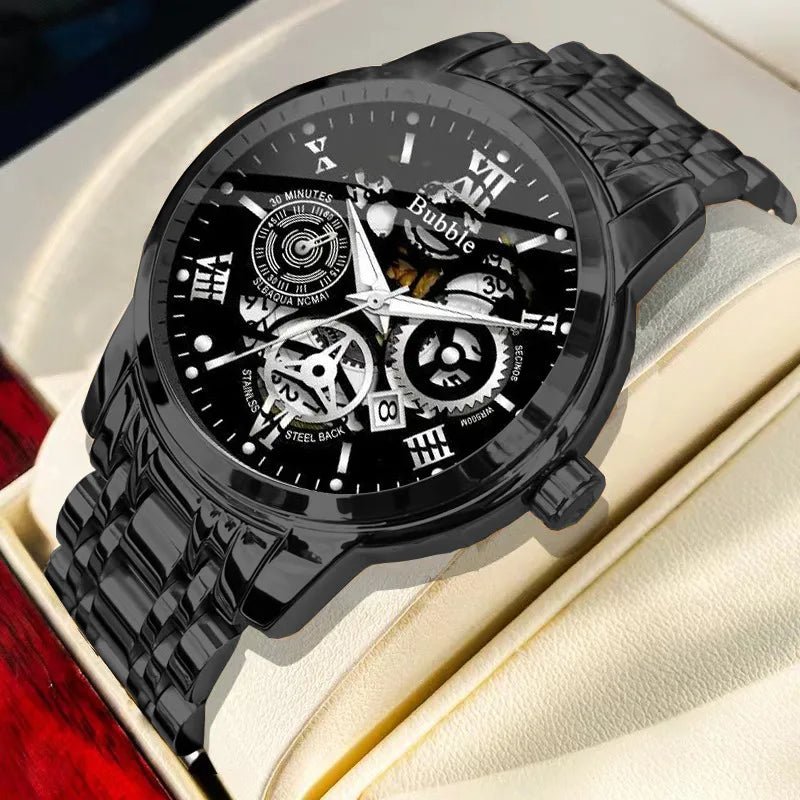 UTHAI L93 Multi functional luxury quartz watch, fashionable and high-end luxury men's watch, Roman hollow design clock