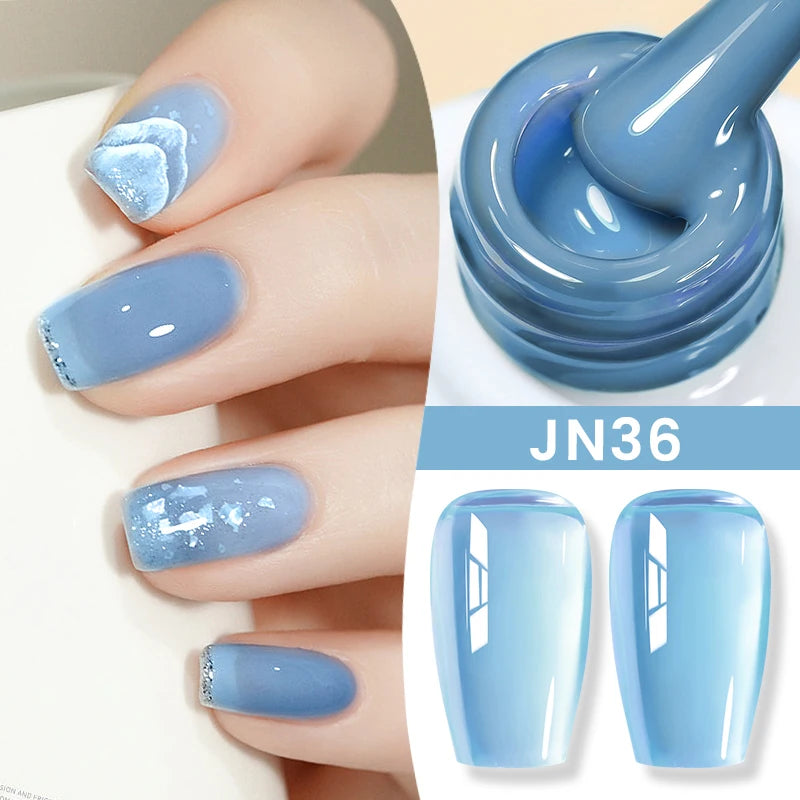 BORN PRETTY Jelly Nude Gel Nail Polish 10ml Light Pink Peach Translucent Color UV Light Cure Gel Varnish Nail Art DIY at Home - Acros