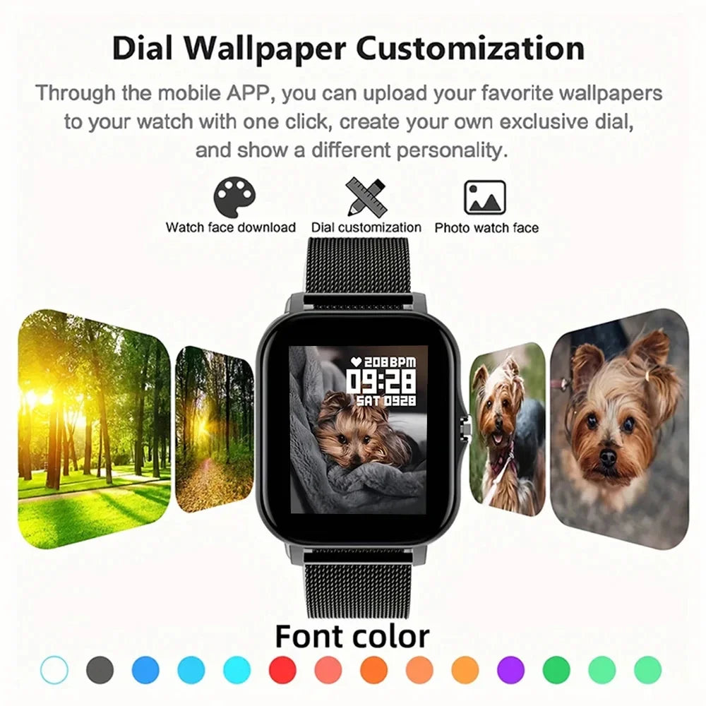 Ansoff 2024 Bluetooth smart watch for men and women with touch call, fitness tracking, waterproof design, suitable for Android and iOS.
