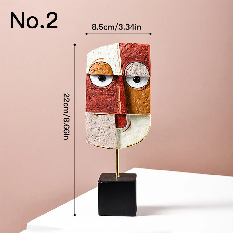 Creative Abstract Face Statue Home Decoration Modern Nordic Style Resin Art Sculpture Crafts Desktop Decors Ornaments