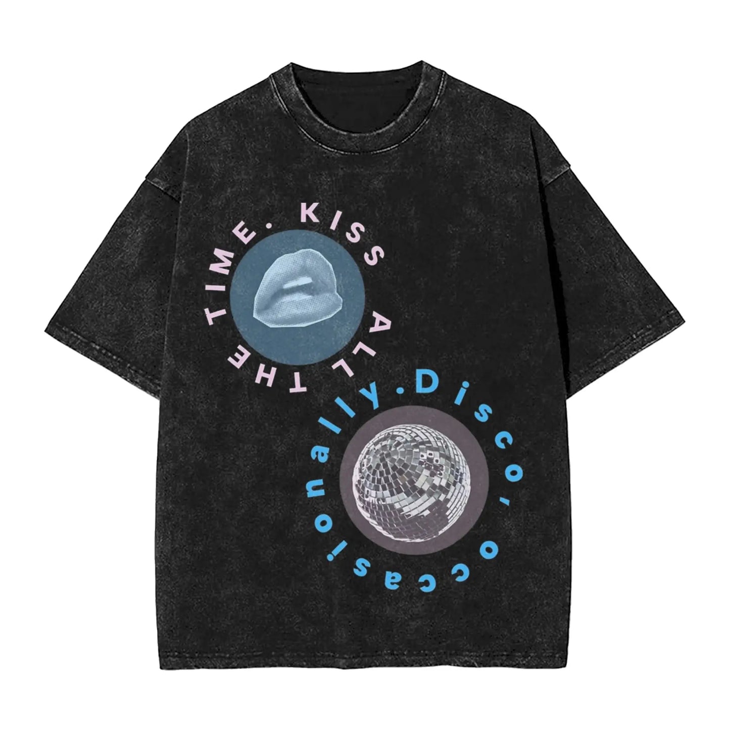 Ansoff washed Harry Styles Kiss All The Time Disco T-shirt featuring short sleeves and streetwear style for men and women.