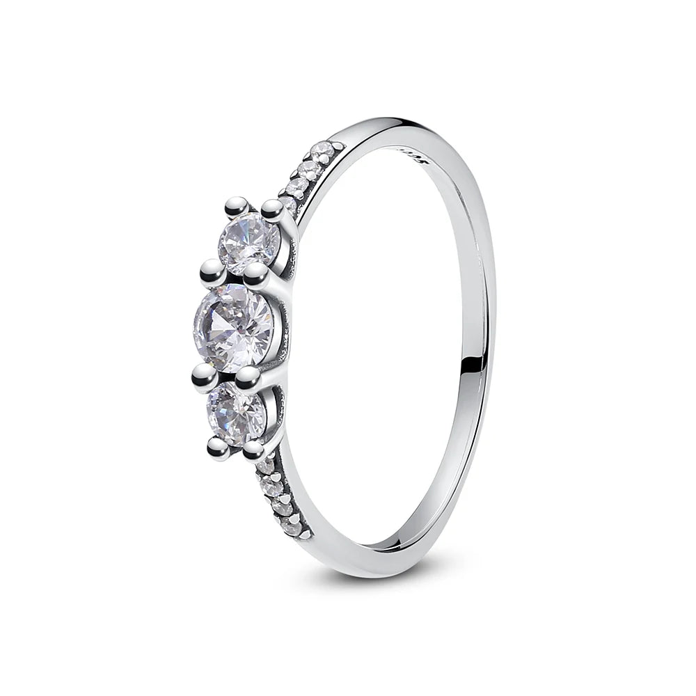 Sterling silver women’s ring with crown, love heart, wishbone and rose gold accents, adorned with crystals, from Ansoff jewelry.