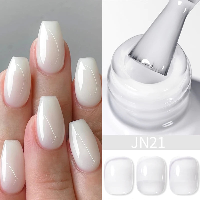 BORN PRETTY Jelly Nude Gel Nail Polish 10ml Light Pink Peach Translucent Color UV Light Cure Gel Varnish Nail Art DIY at Home - Acros