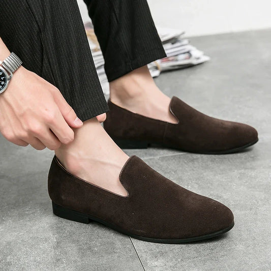 Fashionable Men's Suede Shoes Soft Soles Comfortable Loafers Versatile Men's Casual Flat Shoes Green New Style Free Delivery - Acros