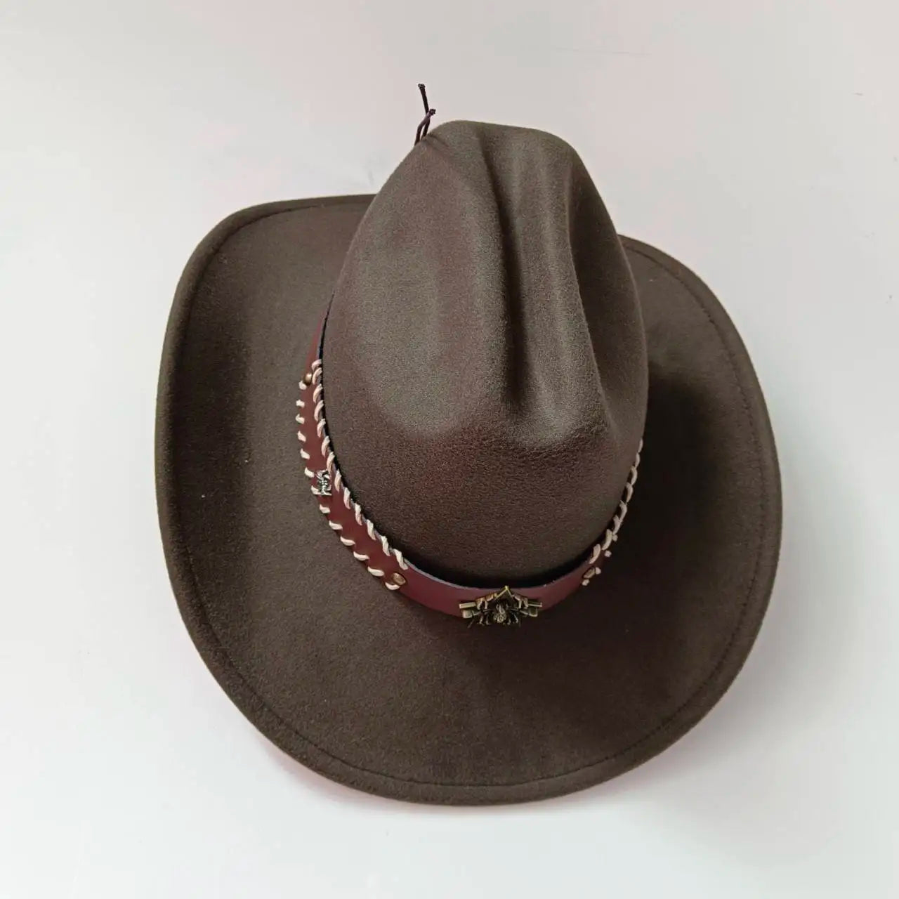 Ansoff cowboy hat with cow head design, monochrome felt, large brim, unisex outdoor knight-style hat for men and women.