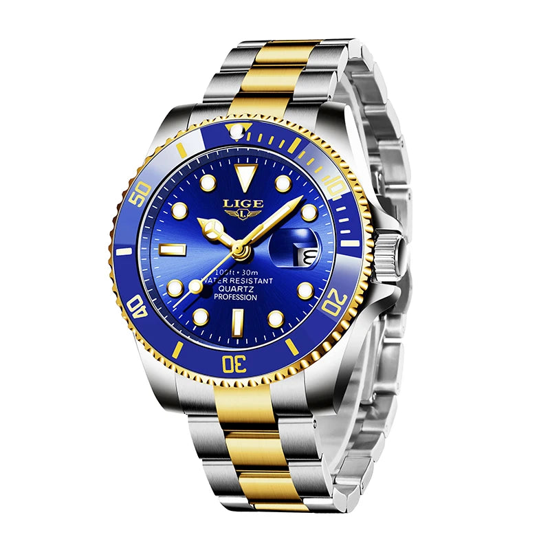 LIGE Top Luxury Watches For Men Fashion 30M Waterproof Luminous Date Quartz Wristwatches Casual Business Mens Watch Roloj Hombre - Acros