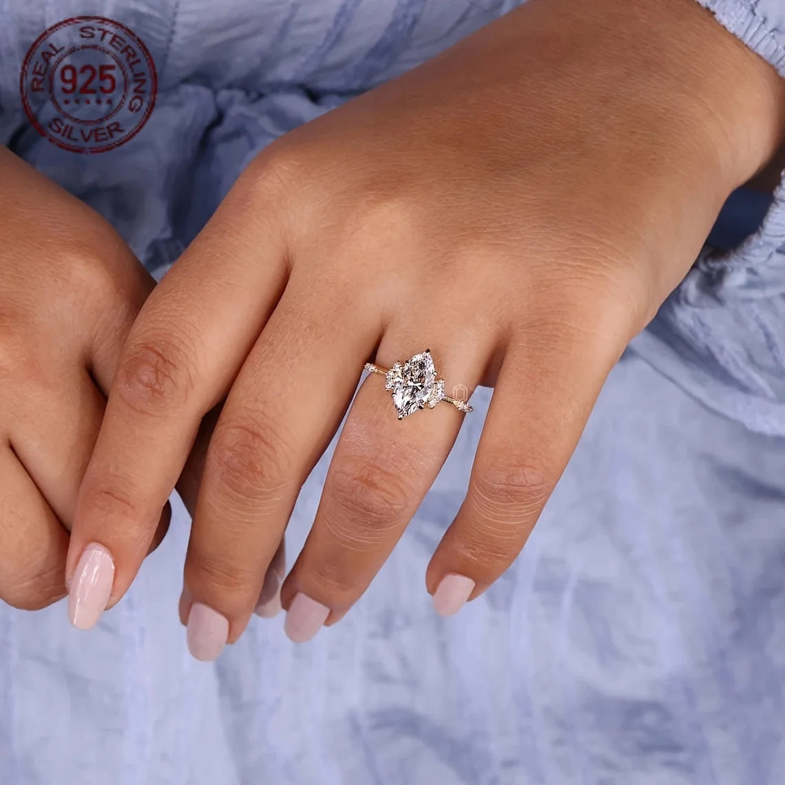 Art Deco 1.5 CT Marquise Cut Diamond Zircon Ring 925 Silver Wedding Band Rings For Women Retro Elegant Banquet Fine Jewelry