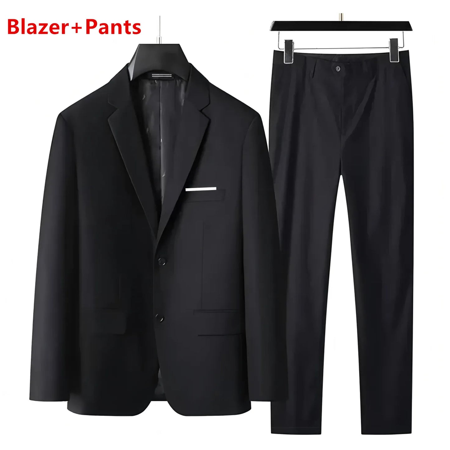 Men's fashionable British-style suit by Ansoff, includes blazer, vest, and trousers for business, casual, or wedding occasions.