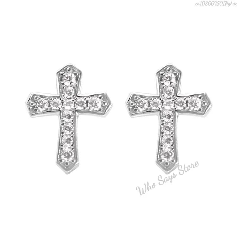 Stainless Steel Earrings Hip Hop Jewelry Stud Earring Iced Out Zircon Dollar Sign Gold Plated Earrings for Women Серьги Женские - Acros