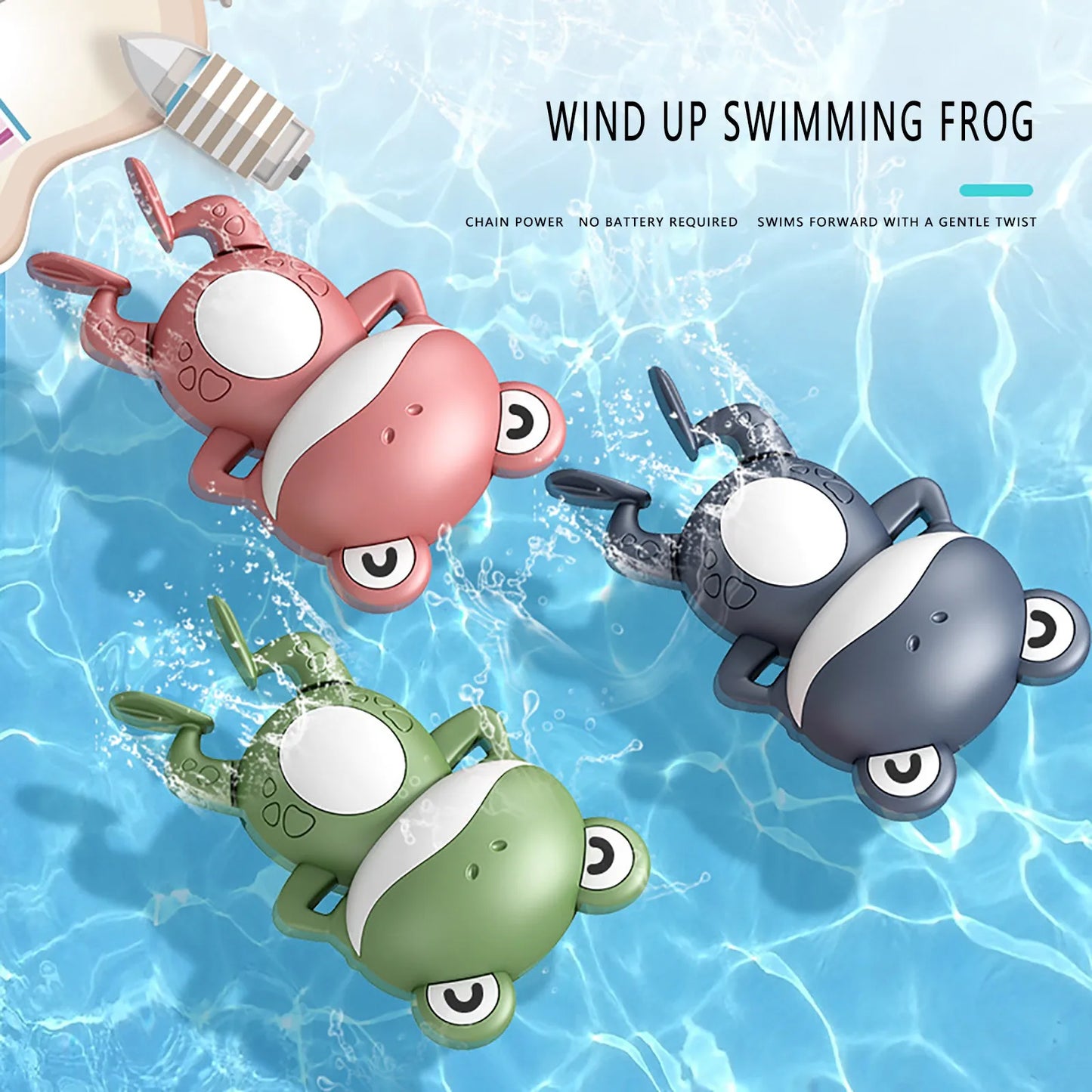 Ansoff baby bath toy set with colorful cute frog swimming toys for children, perfect for bath time fun.