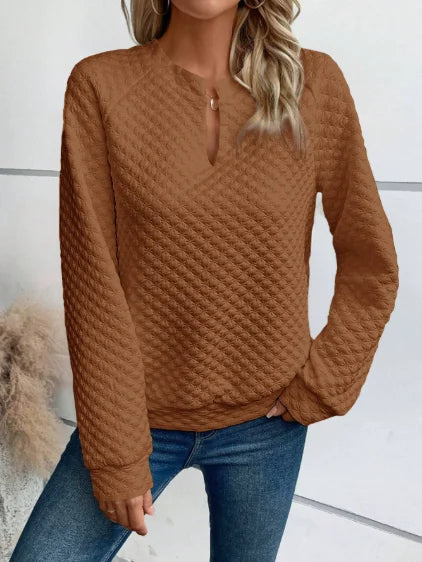 Women Sweatshirt 2025 Spring Autumn Latest Fashion Solid Color Deep V-Neck Pullover Long Sleeved Casual Hoodie Loose Sporty Top - Acros