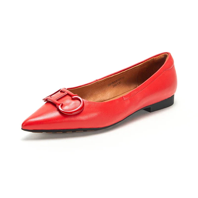 Ansoff women's pointed toe flat shoes with a simple, comfortable design and solid color for casual, vintage, classic style.