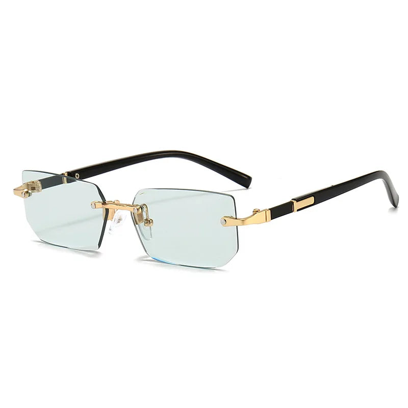 Rimless Sunglasses Rectangle Fashion Popular Women Men Shades Small Square Sun Glasses For Female Male Summer Traveling Oculos - Acros