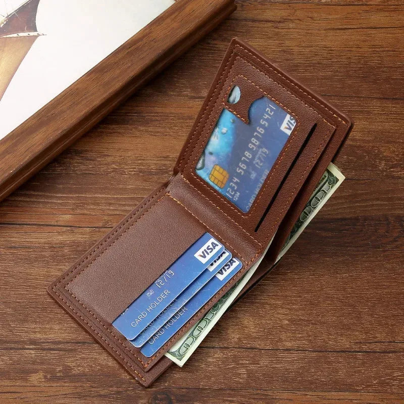 Men's leather short wallet thin wallet foldable minimalist soft leather wallet - Acros