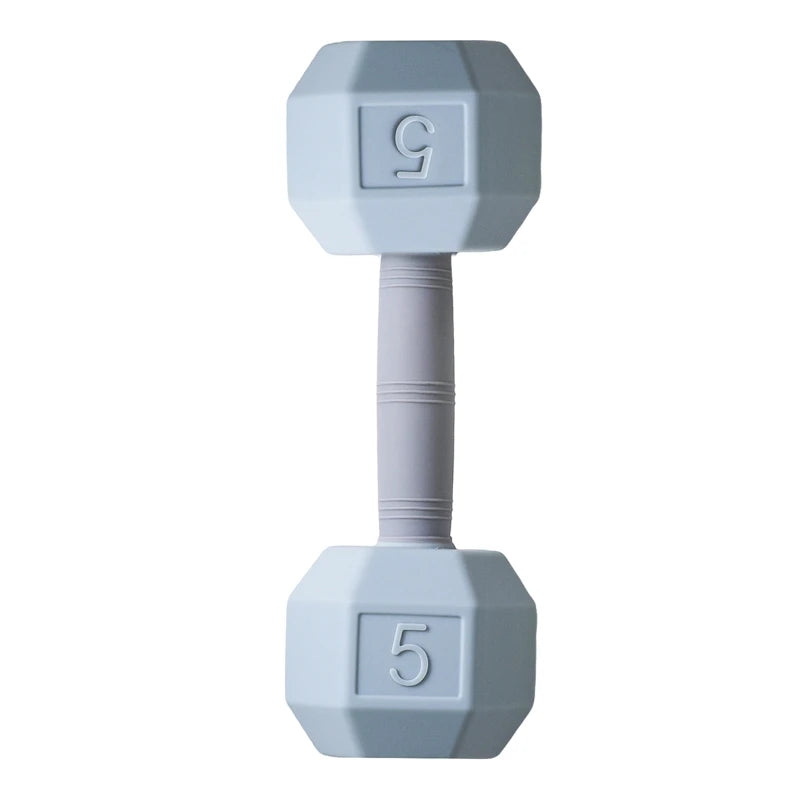 Ansoff baby silicone teething cartoon dumbbell rattle toy with bells, colorful sensory toy for infants and crib play.
