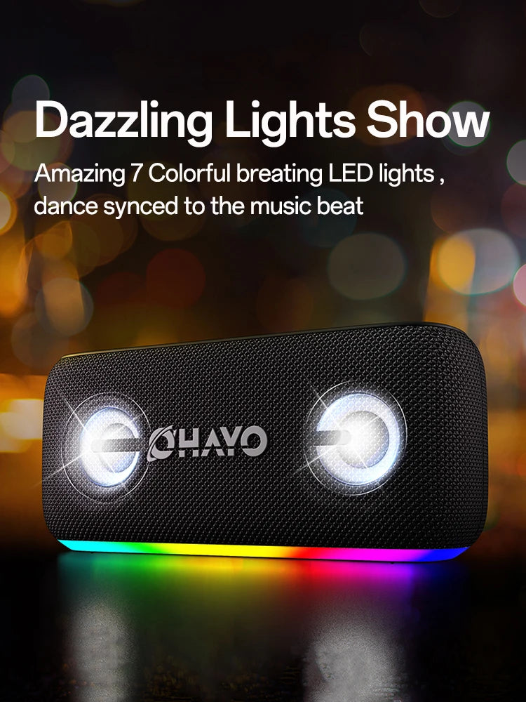 OHAYO Speakers Bluetooth 6.0 Wireless: 60W Loud Speaker with Bass, Dynamic RGB Beat Lights, Portable Speaker for Desktop,Outdoor