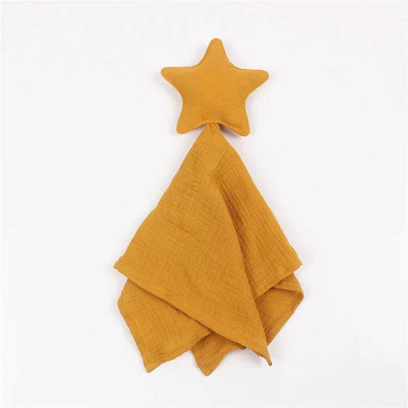 Soft cotton baby security blanket with stuffed animal design by Ansoff, ideal for newborns to soothe and comfort.