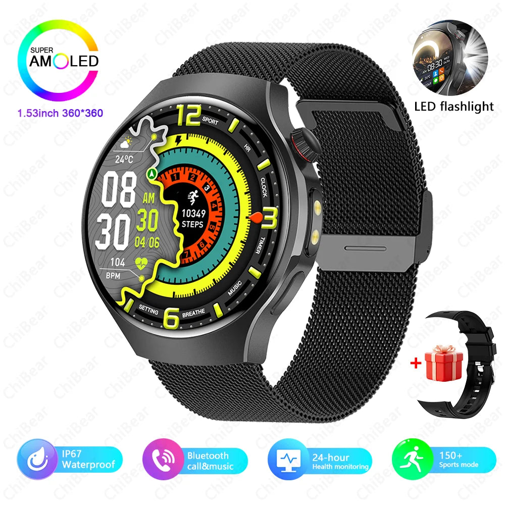 2025 Watch 5 PRO Smart Watch Men LED Flashlight 150+Sports Fitness Track Heart Rate Bluetooth Call Smartwatch Man Watch 5 PRO