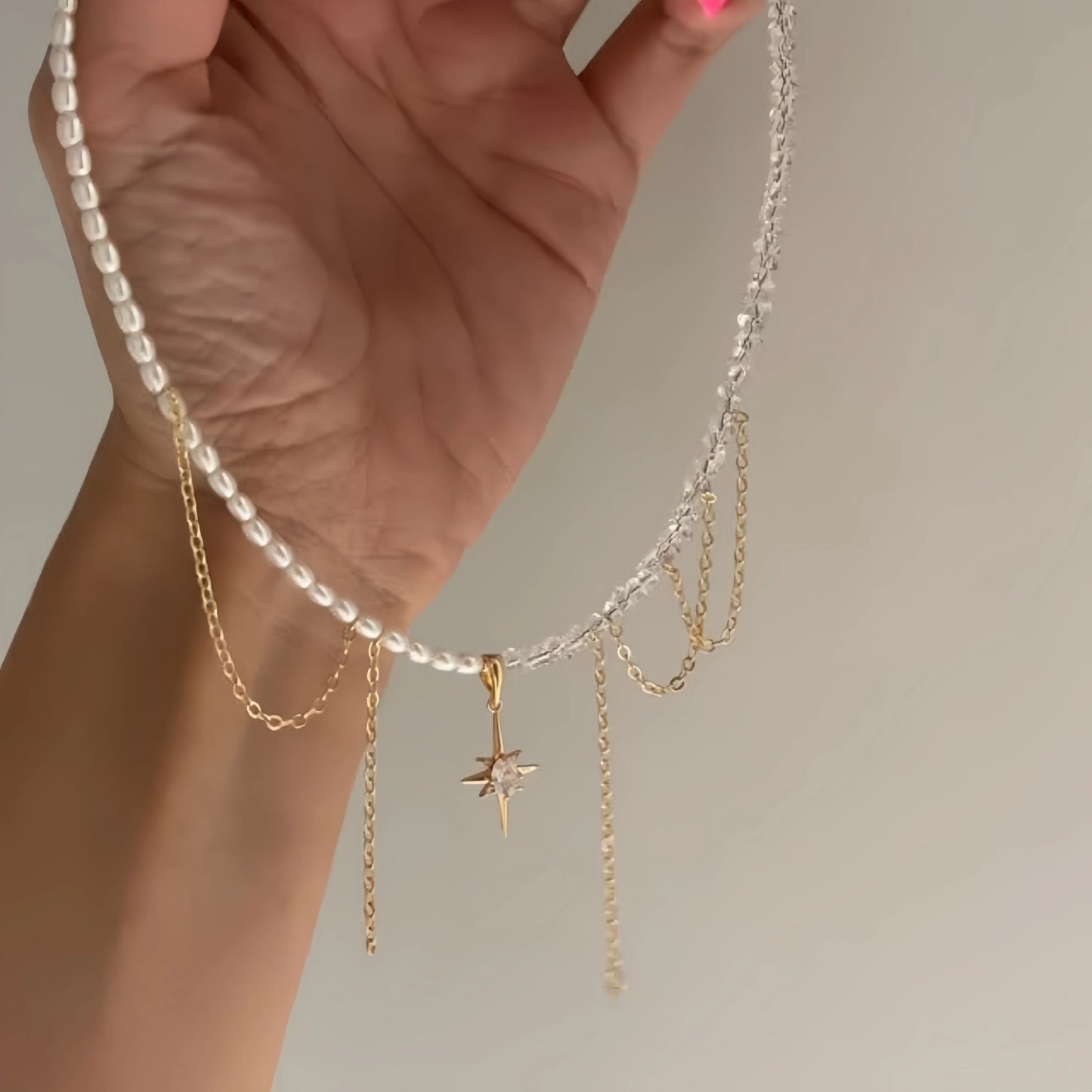 New Irregular Choker Vintage Tassels Zircon Heart Pendant Necklace For Women Female Geometric Baroque Transparent Crystal Chain - Acros