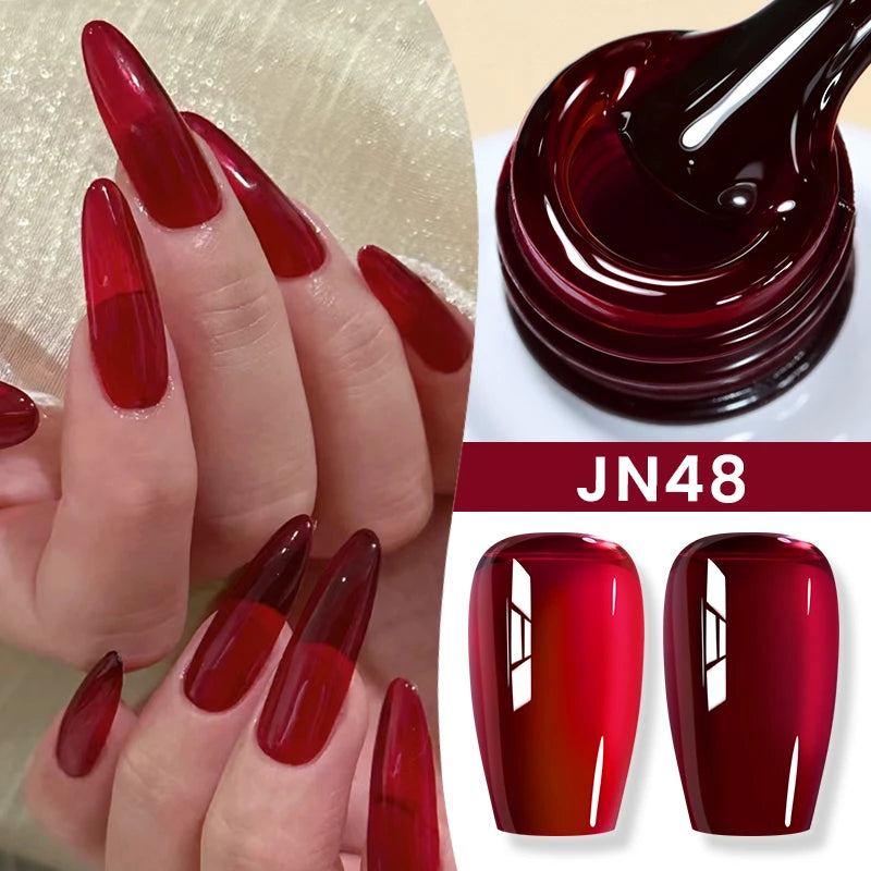 BORN PRETTY Jelly Nude Gel Nail Polish 10ml Light Pink Peach Translucent Color UV Light Cure Gel Varnish Nail Art DIY at Home - Acros