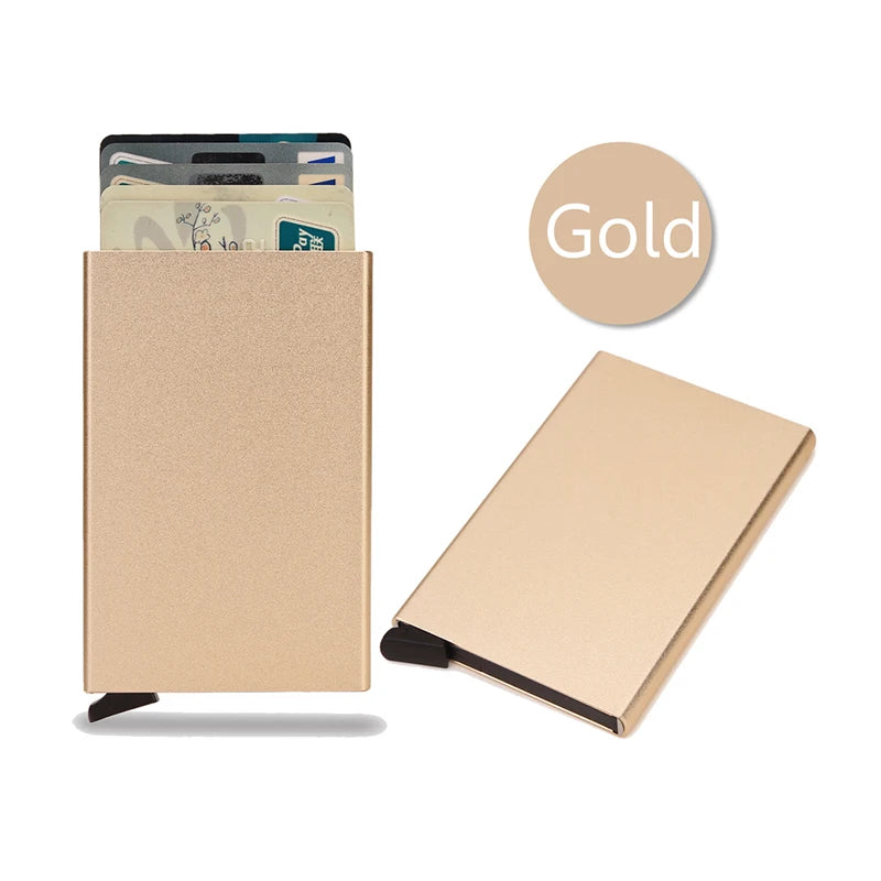 Rfid Smart Wallet Card Holder Metal Thin Slim Men Women Wallets Pop Up Minimalist Wallet Small Black Purse Vallet Walets for Men - Acros