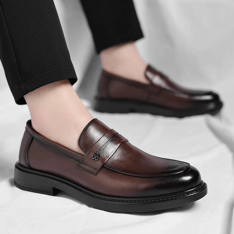 Male Shoes High Quality Fashion Men Business Shoes Italian Handmade Shoes Genuine Leather Loafers Slip-ons Men Casual Footwear - Acros