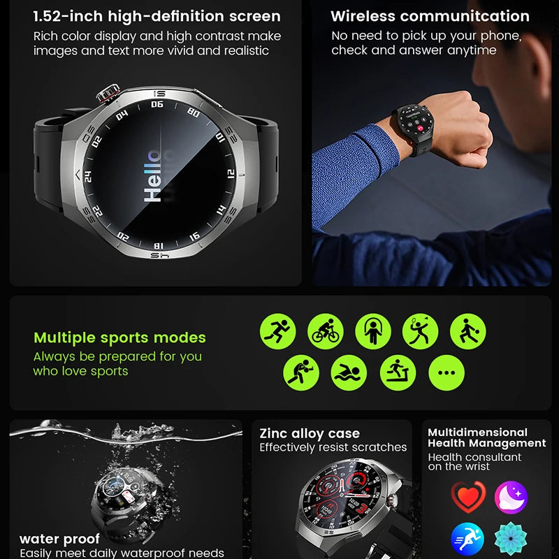 2025New For Android and ios Smart Watch Men AMOLED Screen GPS Motion trajectory Heart Rate Bluetooth Calls SmartWatch Waterproof