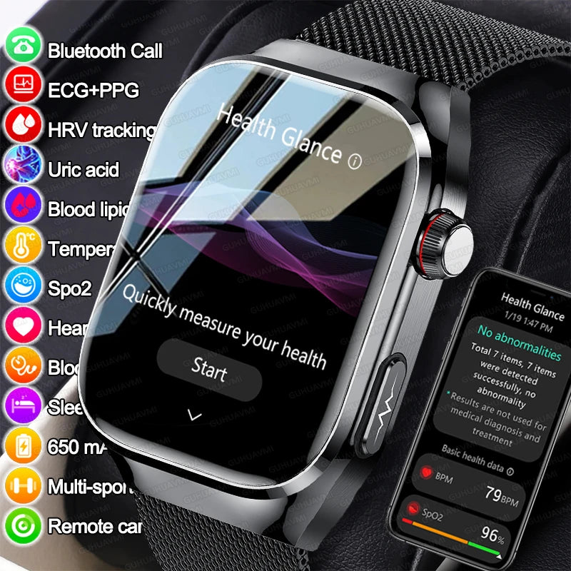 Ansoff 2025 Micro Physical Examination Smart Watch for men with uric acid, body fat, five organ health tracking, Bluetooth call bracelet