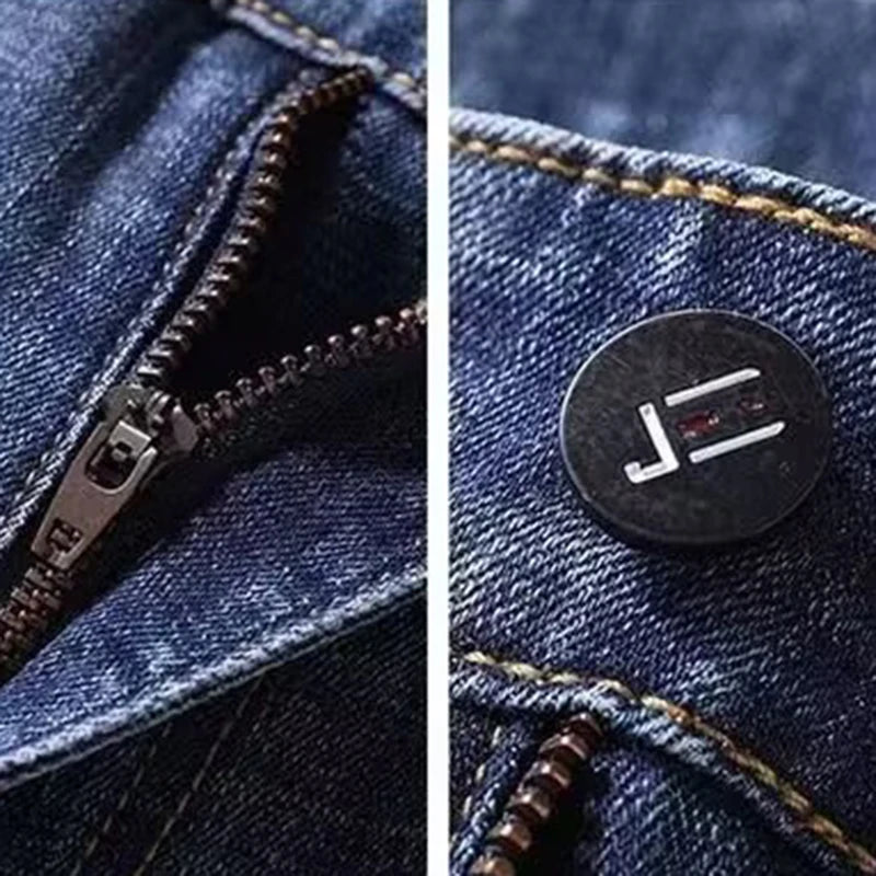 Dark gray men's slim fit denim jeans by Ansoff with straight, elastic waistband, durable wear-resistant fabric, casual style.
