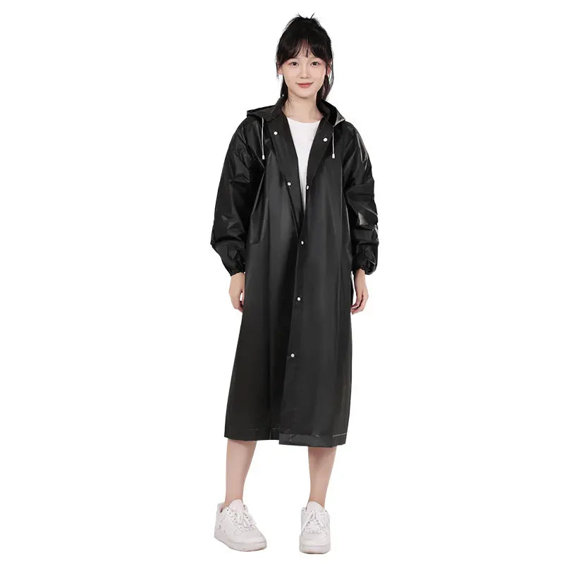 Eva Raincoat Adult Men's and women's universal black waterproof thickened portable camping hiking music festival raincoat