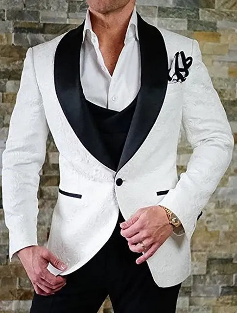 Men's black Italian design wedding suit by Ansoff, 3-piece tuxedo jacket, vest, and pants for grooms, custom fit for formal occasions.