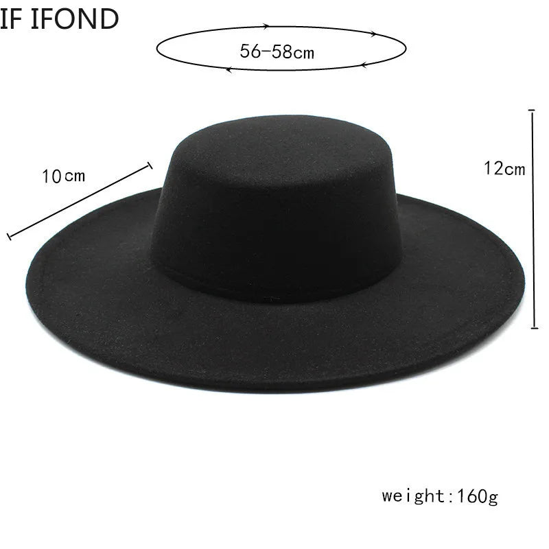 Ansoff French women's wide brim wool fedora hat with a 10cm brim, perfect for winter, derby, wedding, or jazz fashion.