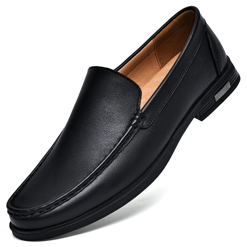 Luxury Brand Business Shoes Classic Brown Leather Shoes Men's Low Heel Loafers Shoes Comfortable and Breathable Wedding Shoes - Acros