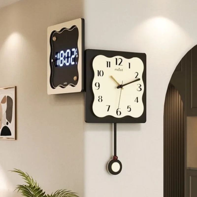 Art Wall Clock Design Electronic Digital Independent Display Wall Clocks Simple Nordic Multifunctional Aesthetic Room Decoration